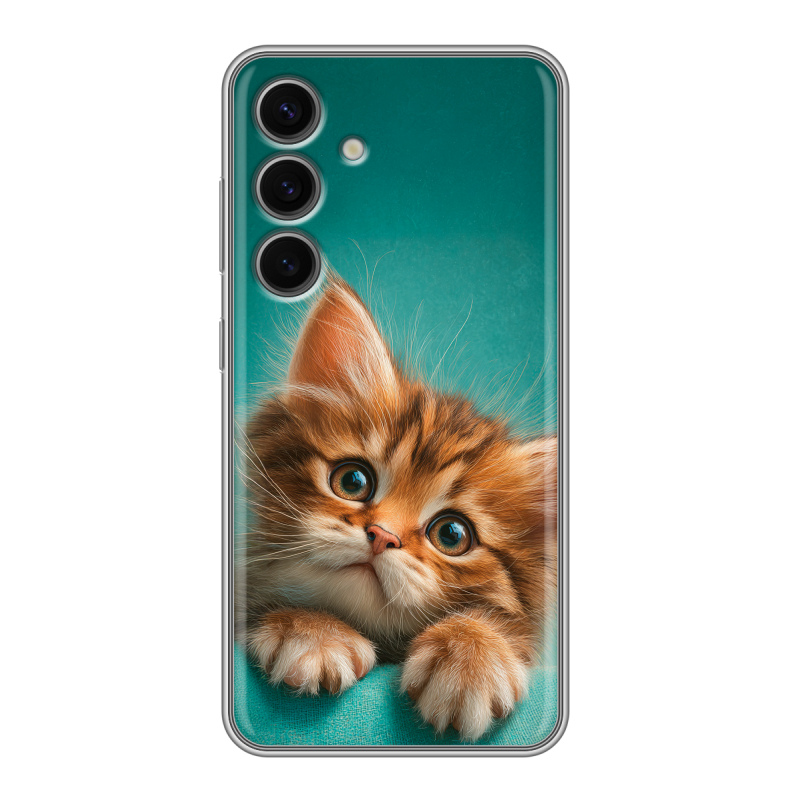 Силиконовый чехол на Samsung Galaxy S24 FE с принтом котенок Силиконовый чехол на Samsung Galaxy S24 FE с принтом котенок