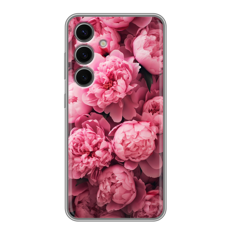 Силиконовый чехол на Samsung Galaxy S24 FE с принтом цветы пионы Силиконовый чехол на Samsung Galaxy S24 FE с принтом цветы пионы