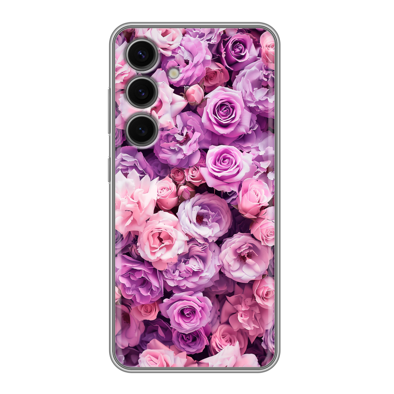 Силиконовый чехол на Samsung Galaxy S24 FE с принтом лавандовые розы Силиконовый чехол на Samsung Galaxy S24 FE с принтом лавандовые розы