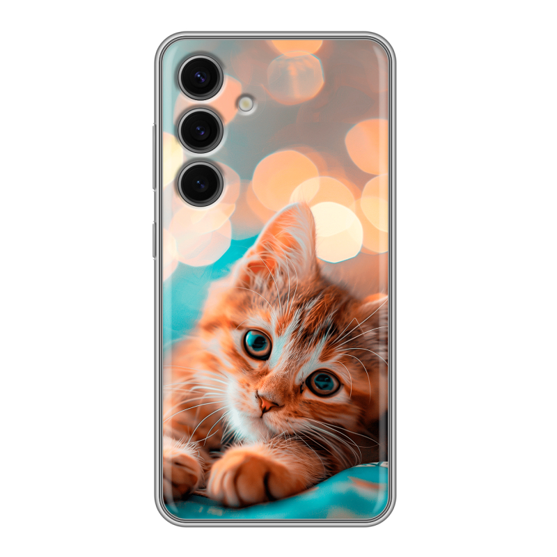 Силиконовый чехол на Samsung Galaxy S24 FE с принтом котик Силиконовый чехол на Samsung Galaxy S24 FE с принтом котик