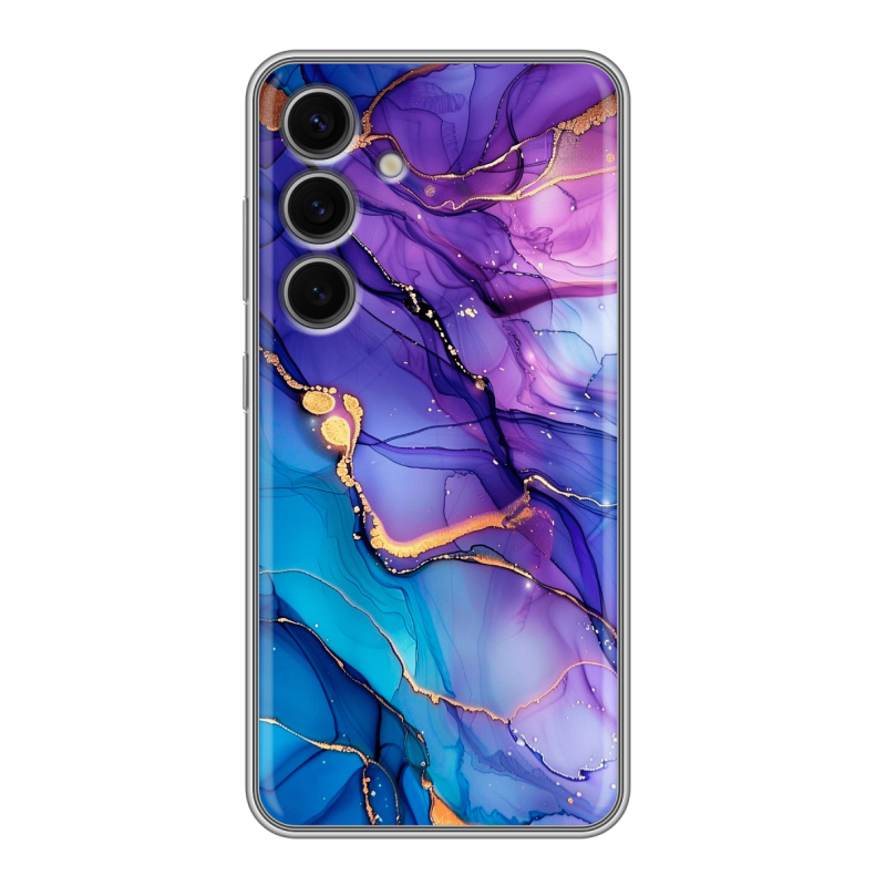 Силиконовый чехол на Samsung Galaxy S24 FE с принтом синий мрамор Силиконовый чехол на Samsung Galaxy S24 FE с принтом синий мрамор