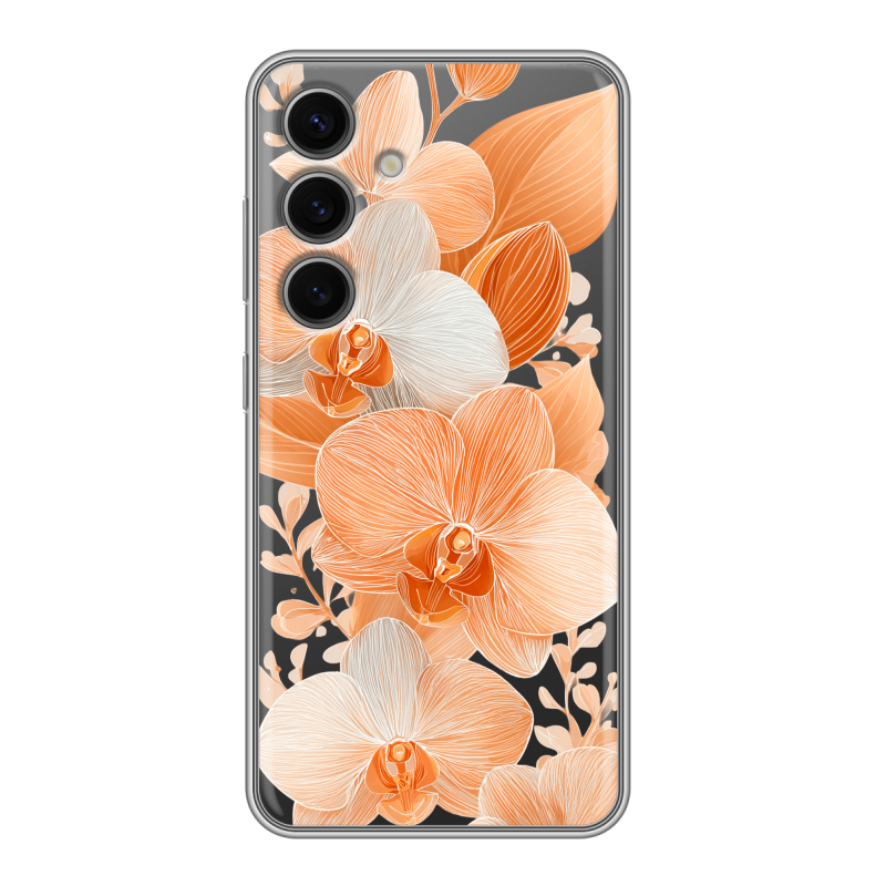 Силиконовый чехол на Samsung Galaxy S24 FE с принтом Бежевые цветы Силиконовый чехол на Samsung Galaxy S24 FE с принтом Бежевые цветы