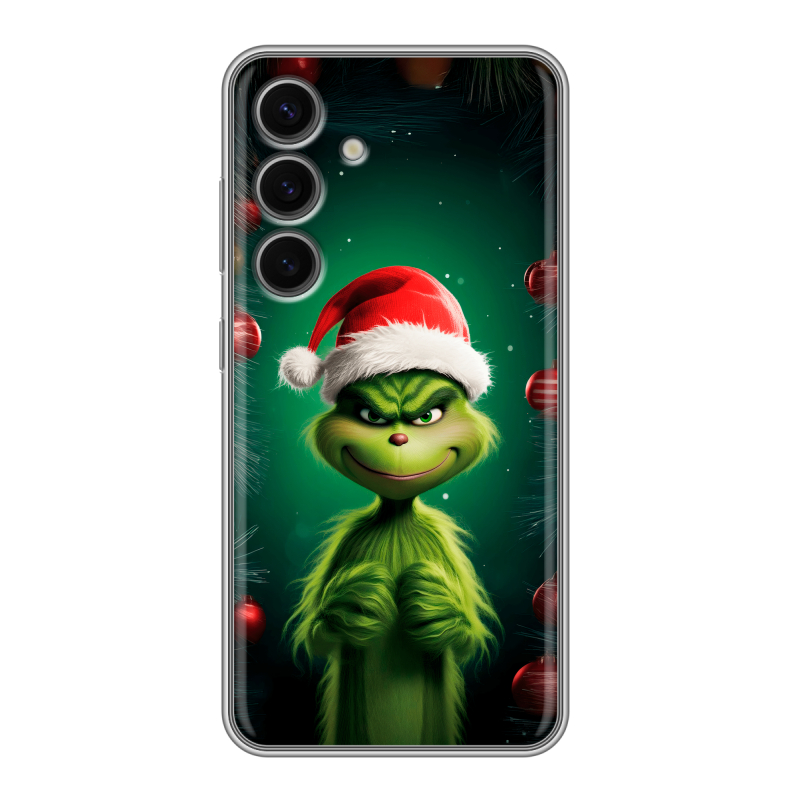 Силиконовый чехол на Samsung Galaxy S24 FE с принтом Гринч Новый год Рождество Силиконовый чехол на Samsung Galaxy S24 FE с принтом Гринч Новый год Рождество