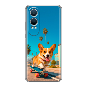 Силиконовый чехол на OnePlus Nord CE4 Lite с принтом Корги на скейте Силиконовый чехол на OnePlus Nord CE4 Lite с принтом Корги на скейте