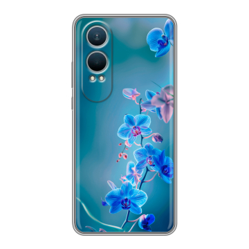Силиконовый чехол на OnePlus Nord CE4 Lite с принтом Голубые цветы Силиконовый чехол на OnePlus Nord CE4 Lite с принтом Голубые цветы