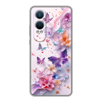Силиконовый чехол на OnePlus Nord CE4 Lite с принтом цветы бабочки Силиконовый чехол на OnePlus Nord CE4 Lite с принтом цветы бабочки
