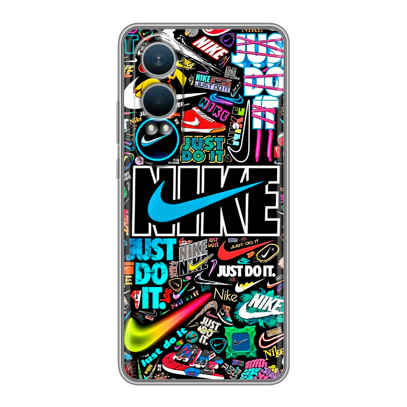 Силиконовый чехол на OnePlus Nord CE4 Lite с принтом найк nike черный Силиконовый чехол на OnePlus Nord CE4 Lite с принтом найк nike черный