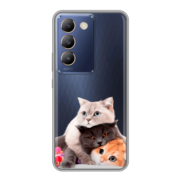 Силиконовый чехол на Vivo Y100 с принтом Кошки Силиконовый чехол на Vivo Y100 с принтом Кошки