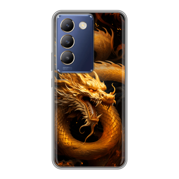 Силиконовый чехол на Vivo Y100 с принтом Золотой дракон Силиконовый чехол на Vivo Y100 с принтом Золотой дракон