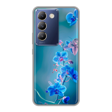 Силиконовый чехол на Vivo Y100 с принтом Голубые цветы