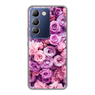 Силиконовый чехол на Vivo Y100 с принтом лавандовые розы