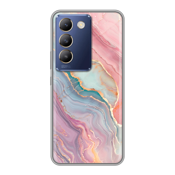 Силиконовый чехол на Vivo Y100 с принтом розовый мрамор