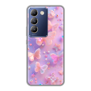 Силиконовый чехол на Vivo Y100 с принтом Бабочки Силиконовый чехол на Vivo Y100 с принтом Бабочки