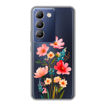Силиконовый чехол на Vivo Y100 с принтом Цветы Силиконовый чехол на Vivo Y100 с принтом Цветы