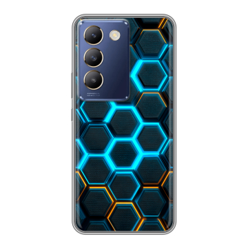 Силиконовый чехол на Vivo Y100 с принтом Неоновые соты Силиконовый чехол на Vivo Y100 с принтом Неоновые соты