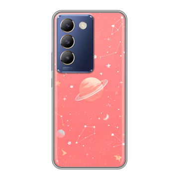 Силиконовый чехол на Vivo Y100 с принтом Розовый космос Силиконовый чехол на Vivo Y100 с принтом Розовый космос