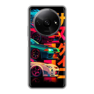Силиконовый чехол на Redmi A3x с принтом Гоночные машины