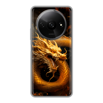 Силиконовый чехол на Redmi A3x с принтом Золотой дракон