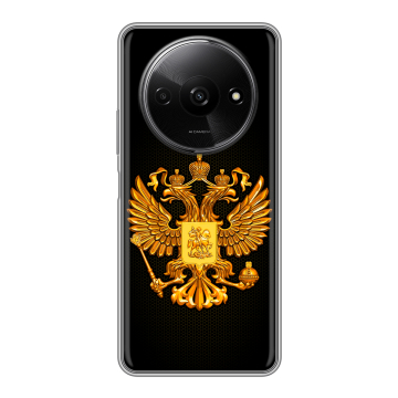Силиконовый чехол на Redmi A3x с принтом Герб России желтый