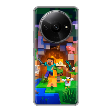 Силиконовый чехол на Redmi A3x с принтом Майнкрафт Minecraft