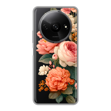 Силиконовый чехол на Redmi A3x с принтом цветы Силиконовый чехол на Redmi A3x с принтом цветы
