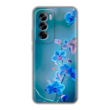 Силиконовый чехол на OPPO Reno 12 с принтом Голубые цветы Силиконовый чехол на OPPO Reno 12 с принтом Голубые цветы