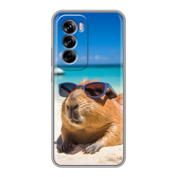 Силиконовый чехол на OPPO Reno 12 с принтом Капибара Силиконовый чехол на OPPO Reno 12 с принтом Капибара