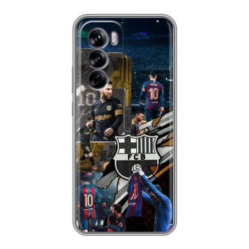 Силиконовый чехол на OPPO Reno 12 с принтом Messi Barcelona Силиконовый чехол на OPPO Reno 12 с принтом Messi Barcelona