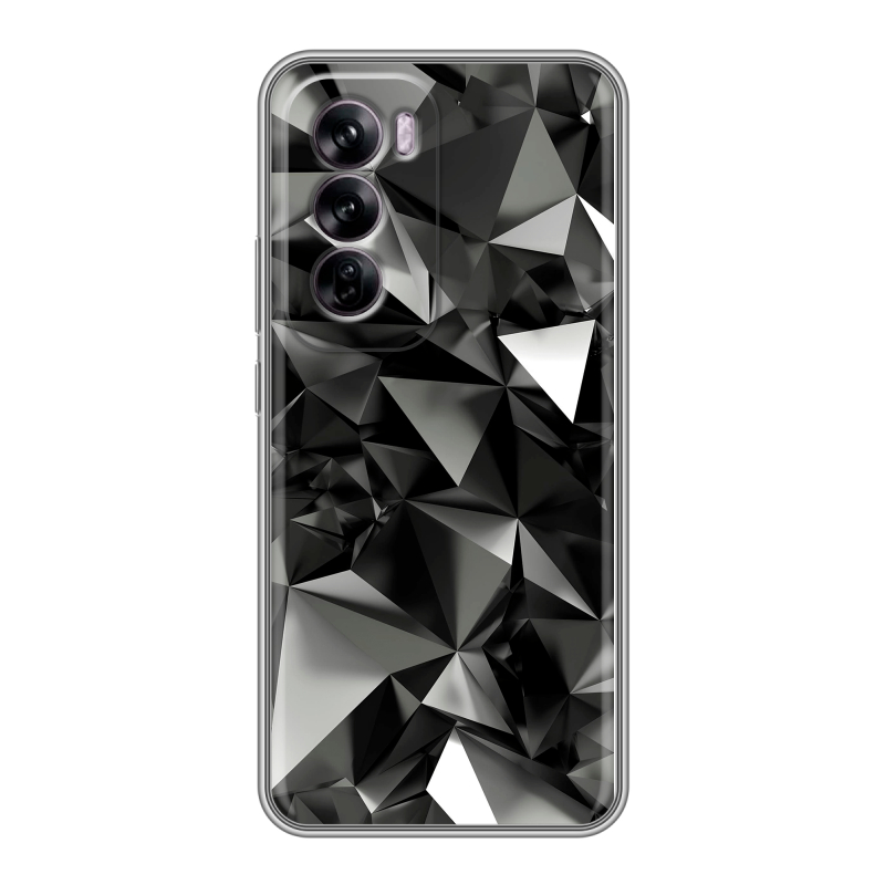 Силиконовый чехол на OPPO Reno 12 с принтом Черные кристаллы Силиконовый чехол на OPPO Reno 12 с принтом Черные кристаллы