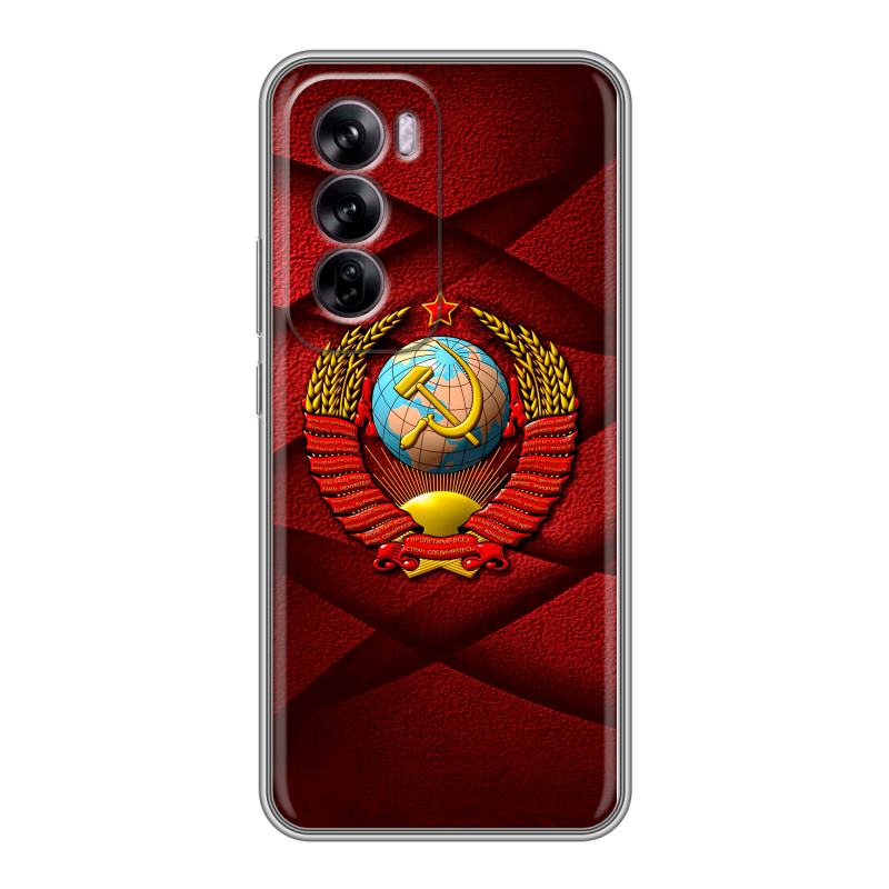 Силиконовый чехол на OPPO Reno 12 с принтом Герб СССР Силиконовый чехол на OPPO Reno 12 с принтом Герб СССР