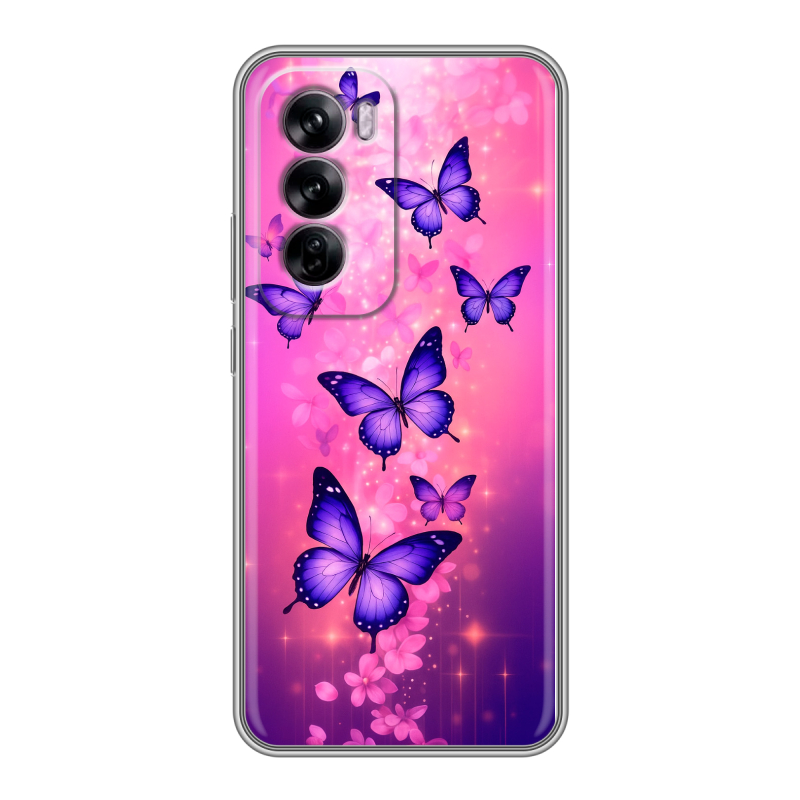 Силиконовый чехол на OPPO Reno 12 с принтом Бабочки Силиконовый чехол на OPPO Reno 12 с принтом Бабочки