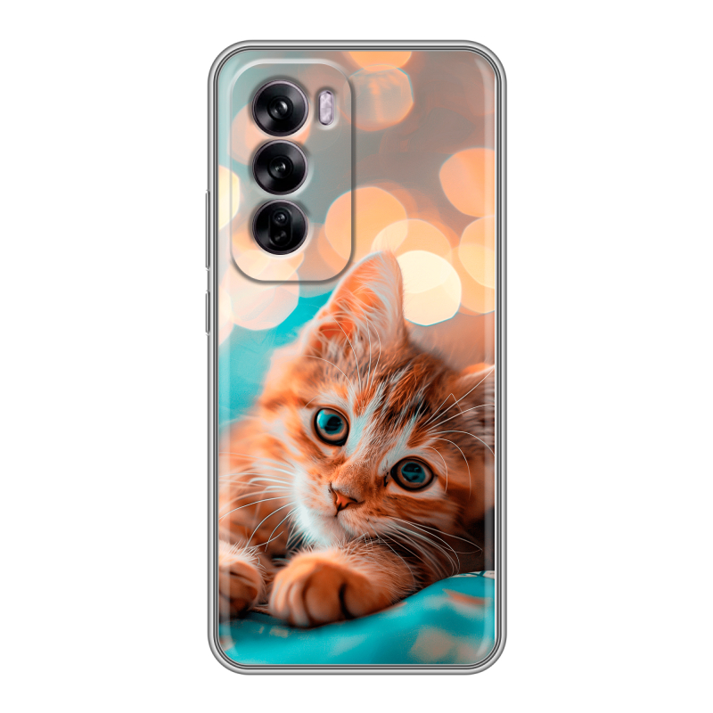 Силиконовый чехол на OPPO Reno 12 с принтом котик Силиконовый чехол на OPPO Reno 12 с принтом котик