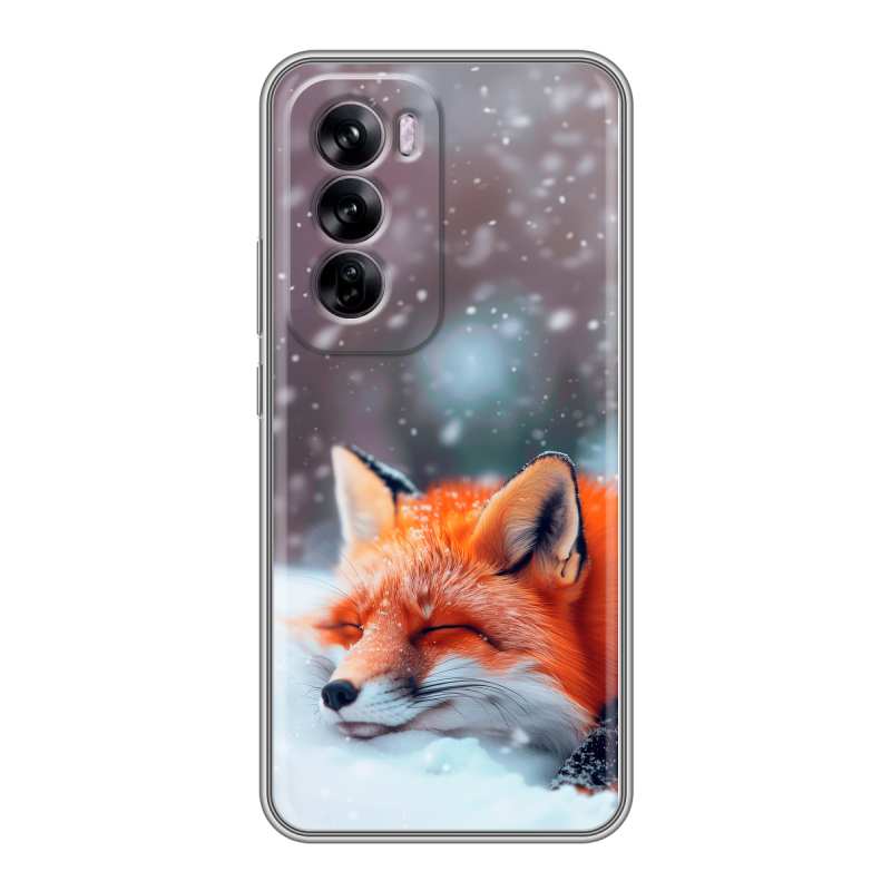 Силиконовый чехол на OPPO Reno 12 с принтом лиса Силиконовый чехол на OPPO Reno 12 с принтом лиса