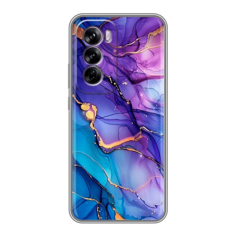 Силиконовый чехол на OPPO Reno 12 с принтом синий мрамор Силиконовый чехол на OPPO Reno 12 с принтом синий мрамор