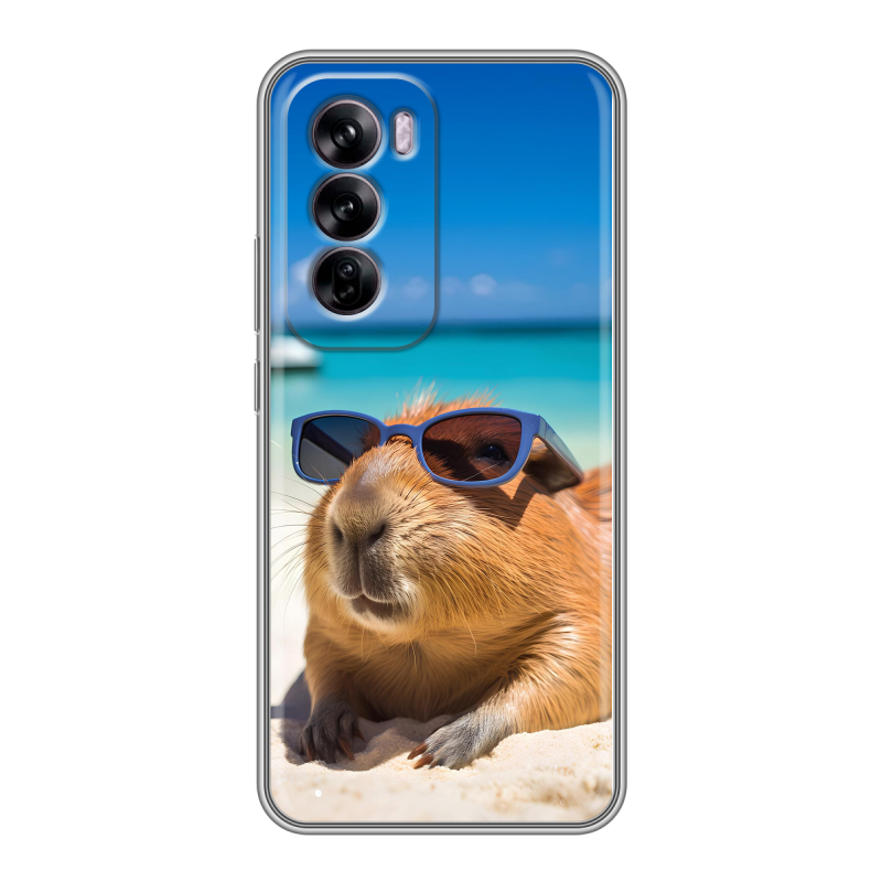Силиконовый чехол на OPPO Reno 12 с принтом Капибара Силиконовый чехол на OPPO Reno 12 с принтом Капибара