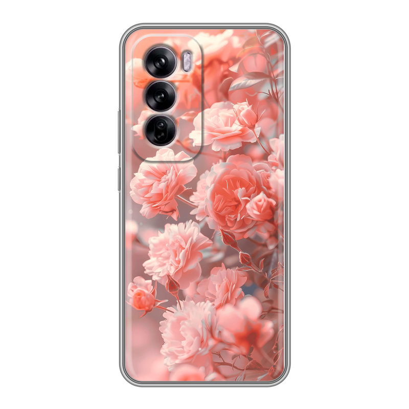 Силиконовый чехол на OPPO Reno 12 с принтом Розы цветы Силиконовый чехол на OPPO Reno 12 с принтом Розы цветы