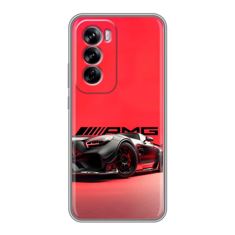 Силиконовый чехол на OPPO Reno 12 с принтом Мерседес Mercedes AMG Силиконовый чехол на OPPO Reno 12 с принтом Мерседес Mercedes AMG