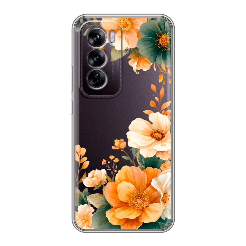 Силиконовый чехол на OPPO Reno 12 с принтом Цветы принт Силиконовый чехол на OPPO Reno 12 с принтом Цветы принт