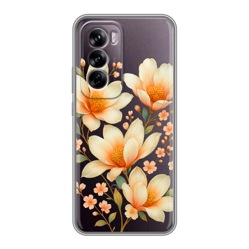 Силиконовый чехол на OPPO Reno 12 с принтом Цветы Силиконовый чехол на OPPO Reno 12 с принтом Цветы