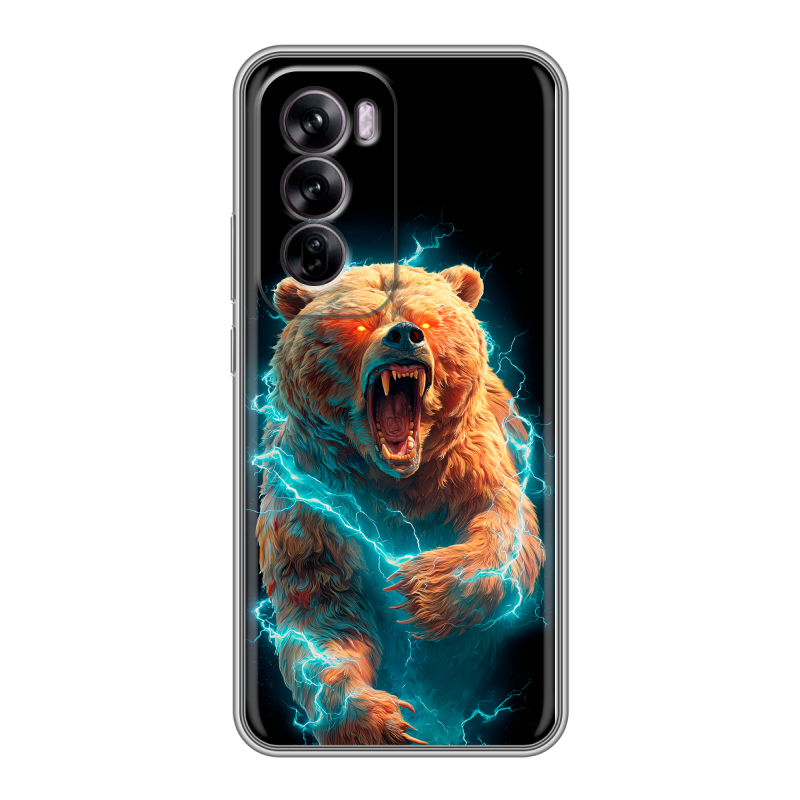 Силиконовый чехол на OPPO Reno 12 с принтом Медведь Силиконовый чехол на OPPO Reno 12 с принтом Медведь