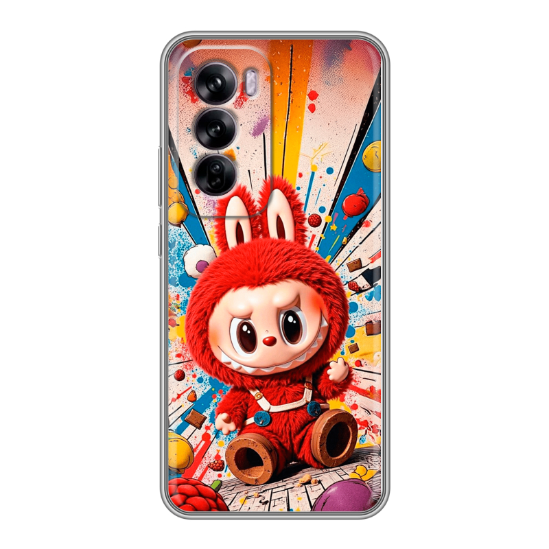 Силиконовый чехол на OPPO Reno 12 с принтом Labubu Лабубу Силиконовый чехол на OPPO Reno 12 с принтом Labubu Лабубу