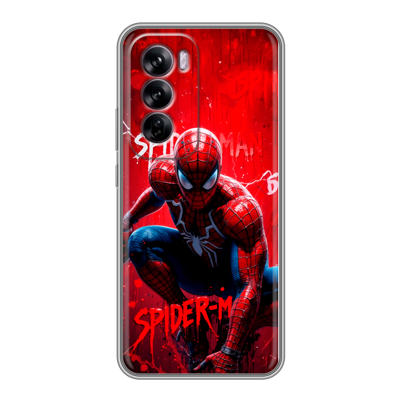 Силиконовый чехол на OPPO Reno 12 с принтом Spiderman Человек паук Силиконовый чехол на OPPO Reno 12 с принтом Spiderman Человек паук