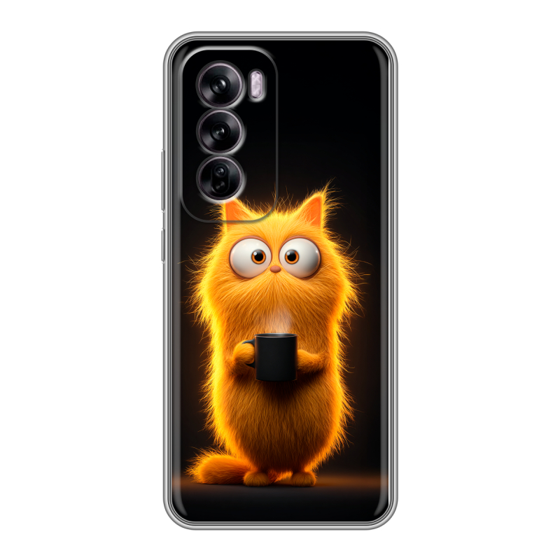 Силиконовый чехол на OPPO Reno 12 с принтом Смешной кот Силиконовый чехол на OPPO Reno 12 с принтом Смешной кот