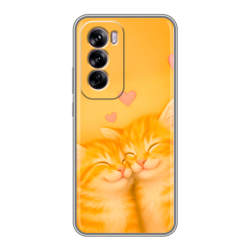 Силиконовый чехол на OPPO Reno 12 с принтом Милые котята Силиконовый чехол на OPPO Reno 12 с принтом Милые котята