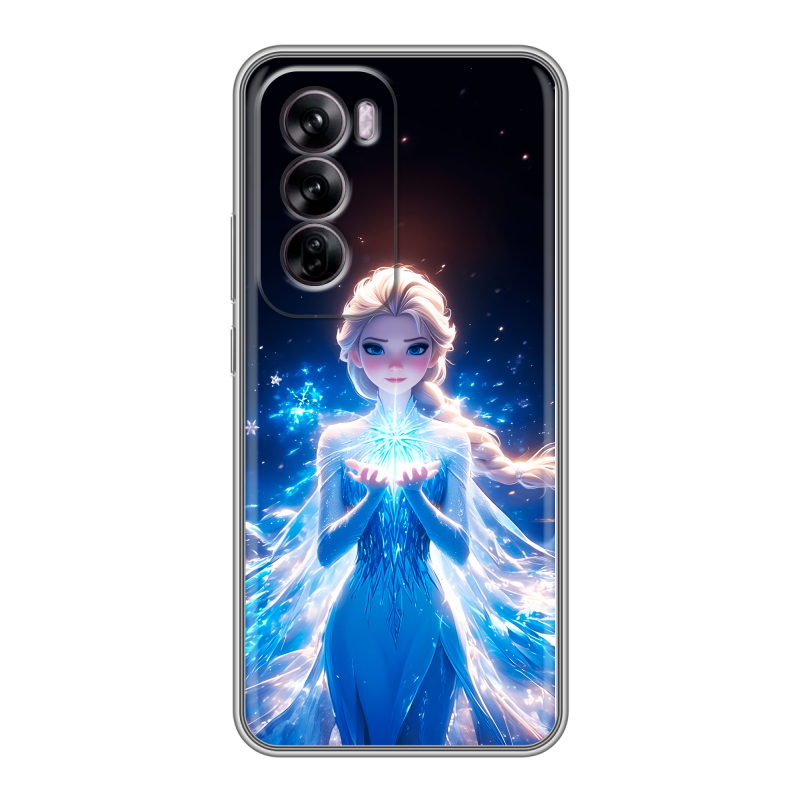 Силиконовый чехол на OPPO Reno 12 с принтом Холодное сердце Frozen Силиконовый чехол на OPPO Reno 12 с принтом Холодное сердце Frozen