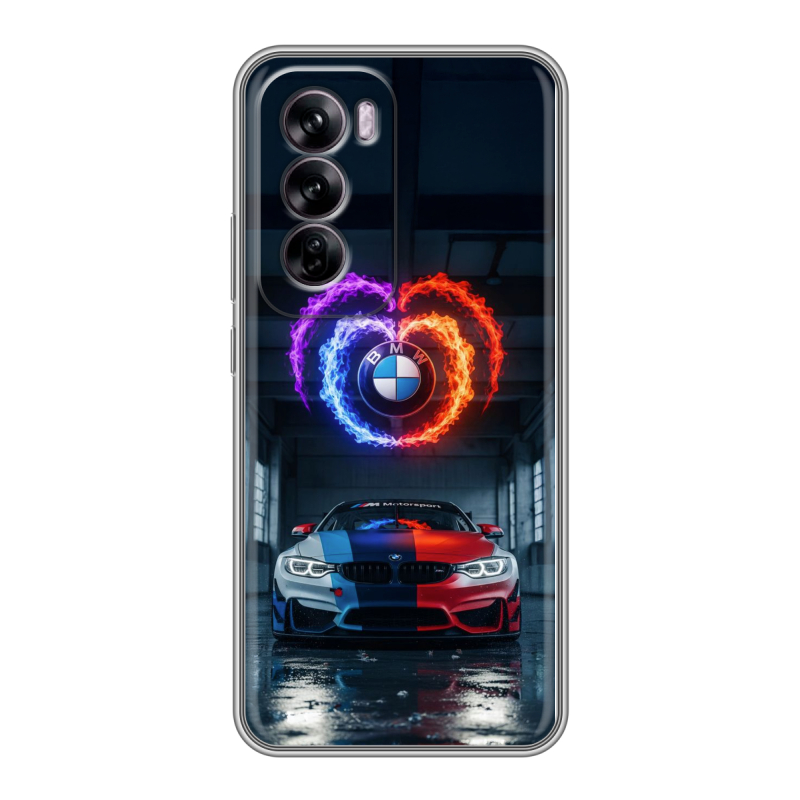 Силиконовый чехол на OPPO Reno 12 с принтом BMW БМВ Силиконовый чехол на OPPO Reno 12 с принтом BMW БМВ