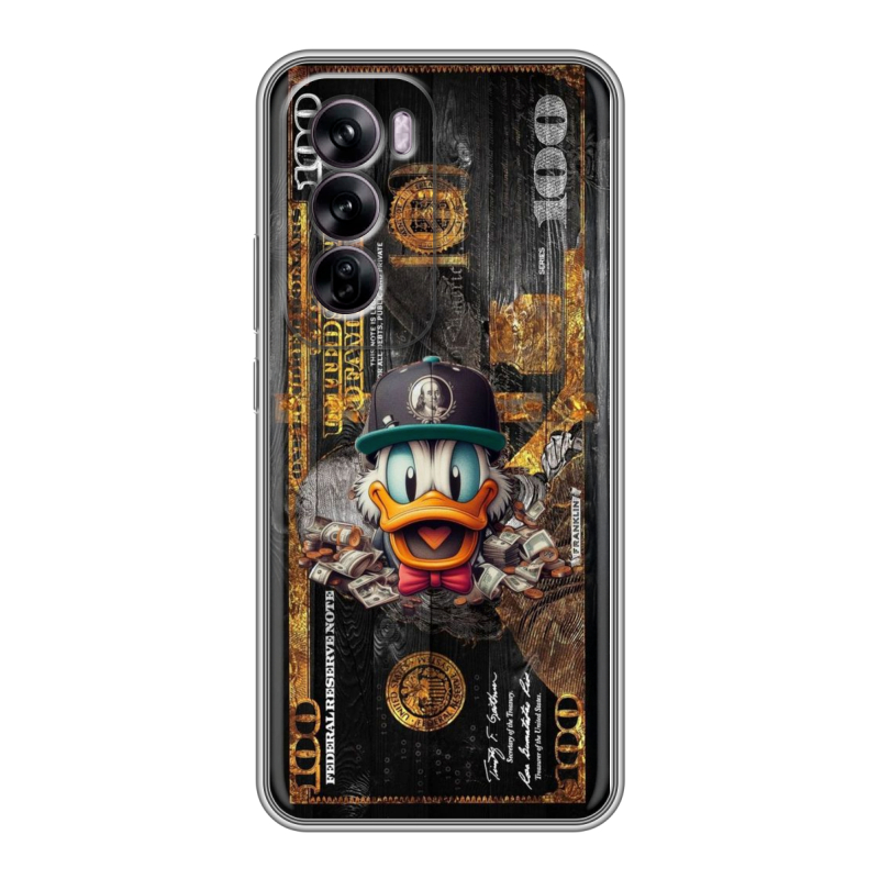 Силиконовый чехол на OPPO Reno 12 с принтом Дональд Дак Доллар Силиконовый чехол на OPPO Reno 12 с принтом Дональд Дак Доллар