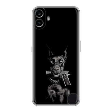 Силиконовый чехол на Nothing CMF Phone 1 с принтом Доберман и пистолет Силиконовый чехол на Nothing CMF Phone 1 с принтом Доберман и пистолет