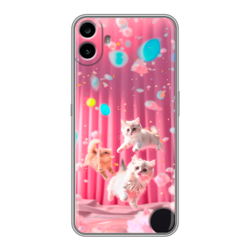 Силиконовый чехол на Nothing CMF Phone 1 с принтом милые котики