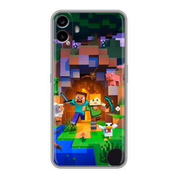 Силиконовый чехол на Nothing CMF Phone 1 с принтом Майнкрафт Minecraft